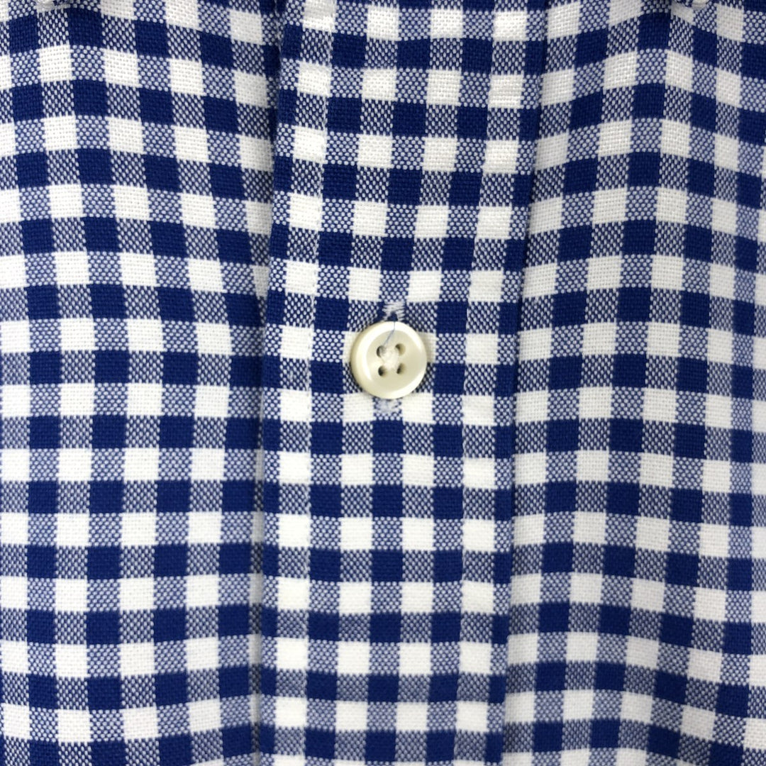 Ralph Lauren CLASSIC FIT Gingham Check Long Sleeve Button-Down Check Shirt (Men's Size S) cotton blue type Vintage Second Hand