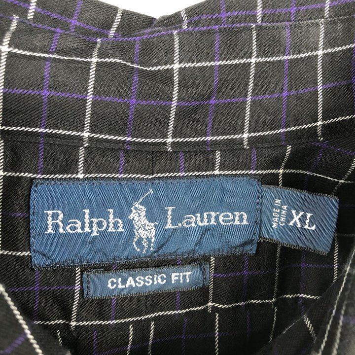 Ralph Lauren Classic Fit Long Sleeve Button Down Check Shirt Men's XL cotton black type Vintage Second Hand