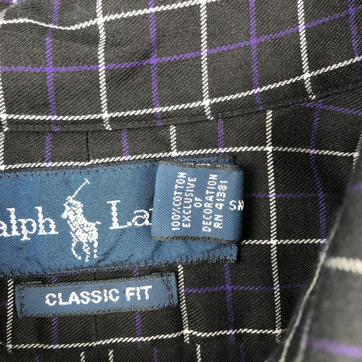 Ralph Lauren Classic Fit Long Sleeve Button Down Check Shirt Men's XL cotton black type Vintage Second Hand