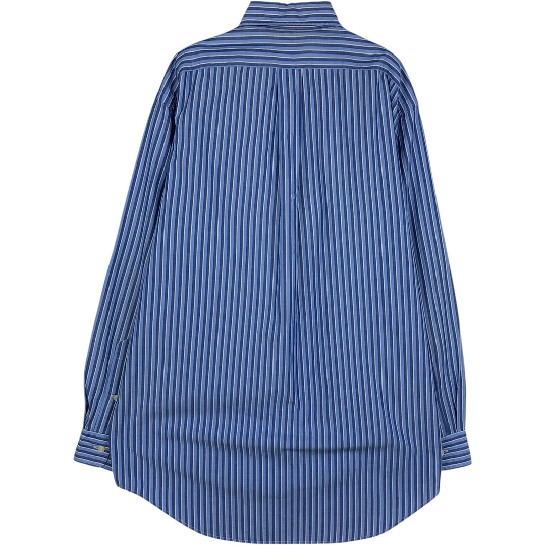 Ralph Lauren YARMOUTH Long Sleeve Button-Down Striped Shirt, Men's M Size cotton blue type Vintage Second Hand