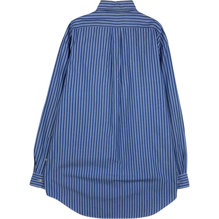Ralph Lauren YARMOUTH Long Sleeve Button-Down Striped Shirt, Men's M Size cotton blue type Vintage Second Hand
