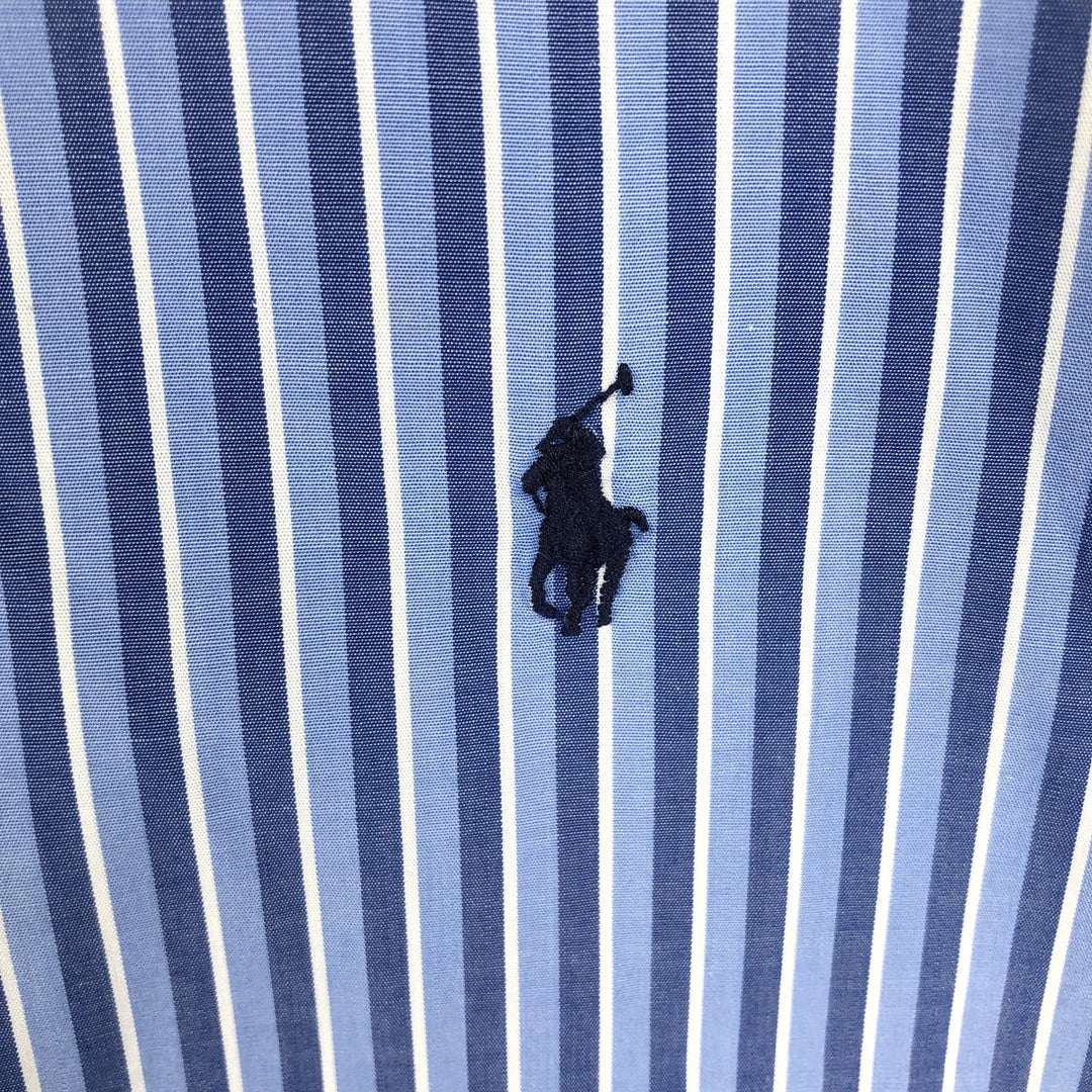 Ralph Lauren YARMOUTH Long Sleeve Button-Down Striped Shirt, Men's M Size cotton blue type Vintage Second Hand