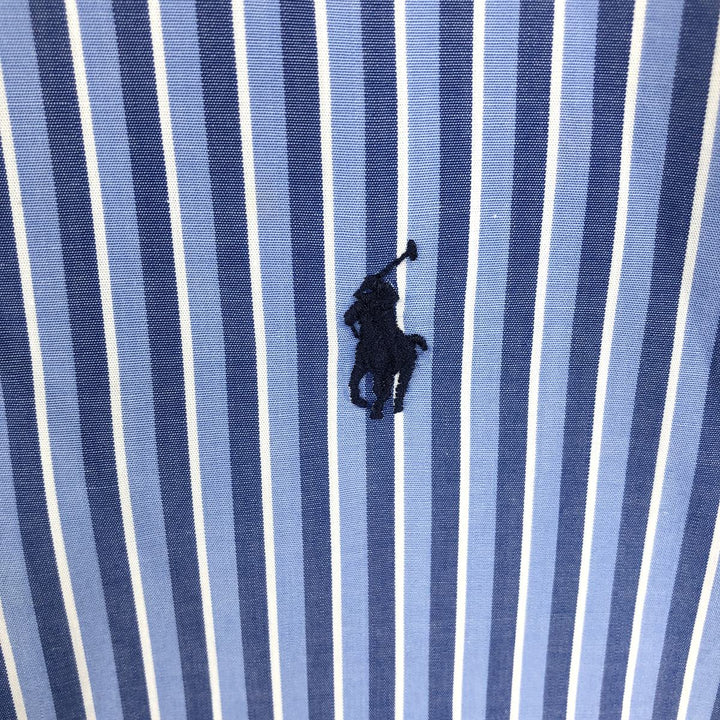Ralph Lauren YARMOUTH Long Sleeve Button-Down Striped Shirt, Men's M Size cotton blue type Vintage Second Hand