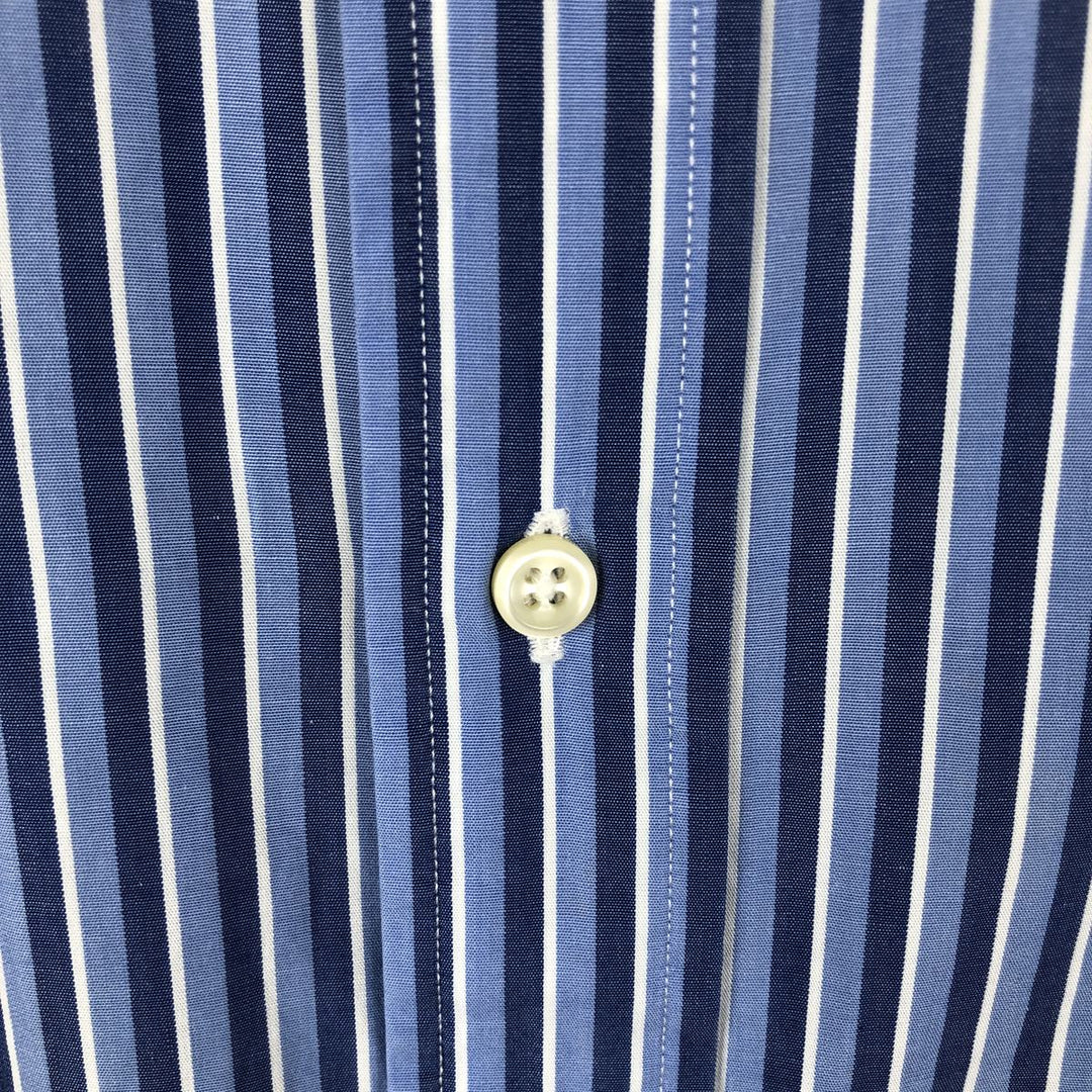 Ralph Lauren YARMOUTH Long Sleeve Button-Down Striped Shirt, Men's M Size cotton blue type Vintage Second Hand