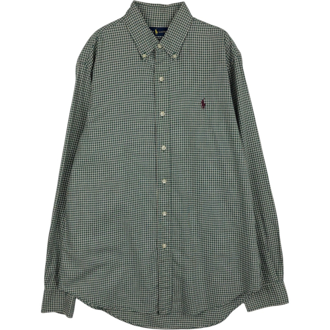Ralph Lauren Classic Fit Long Sleeve Button Down Check Shirt Men's M unclear Green type dark green Vintage Second Hand