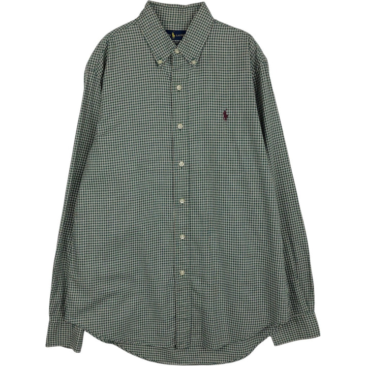 Ralph Lauren Classic Fit Long Sleeve Button Down Check Shirt Men's M unclear Green type dark green Vintage Second Hand
