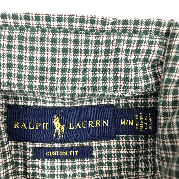 Ralph Lauren Classic Fit Long Sleeve Button Down Check Shirt Men's M unclear Green type dark green Vintage Second Hand