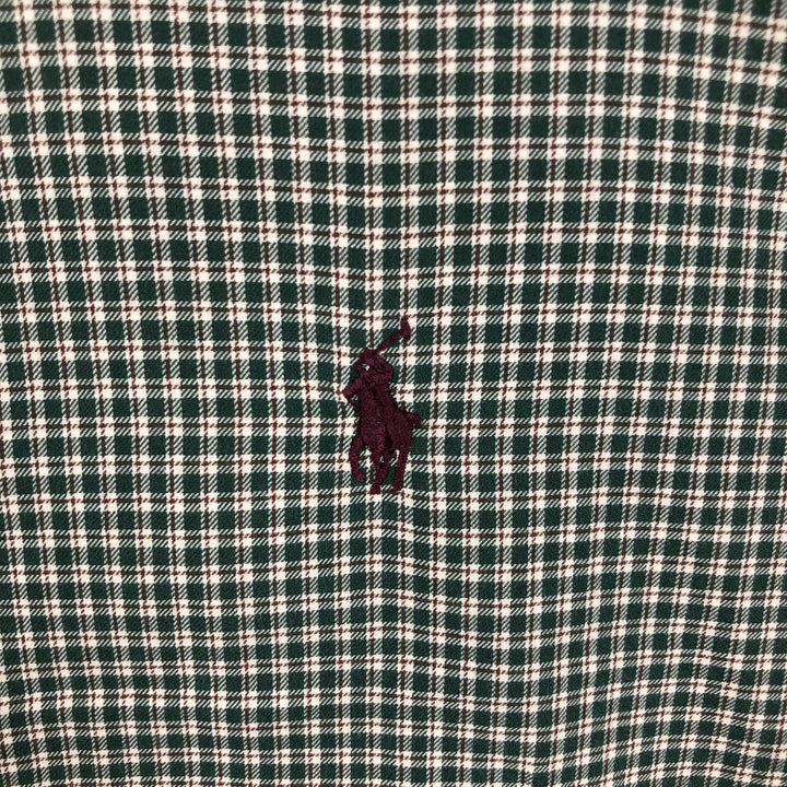Ralph Lauren Classic Fit Long Sleeve Button Down Check Shirt Men's M unclear Green type dark green Vintage Second Hand