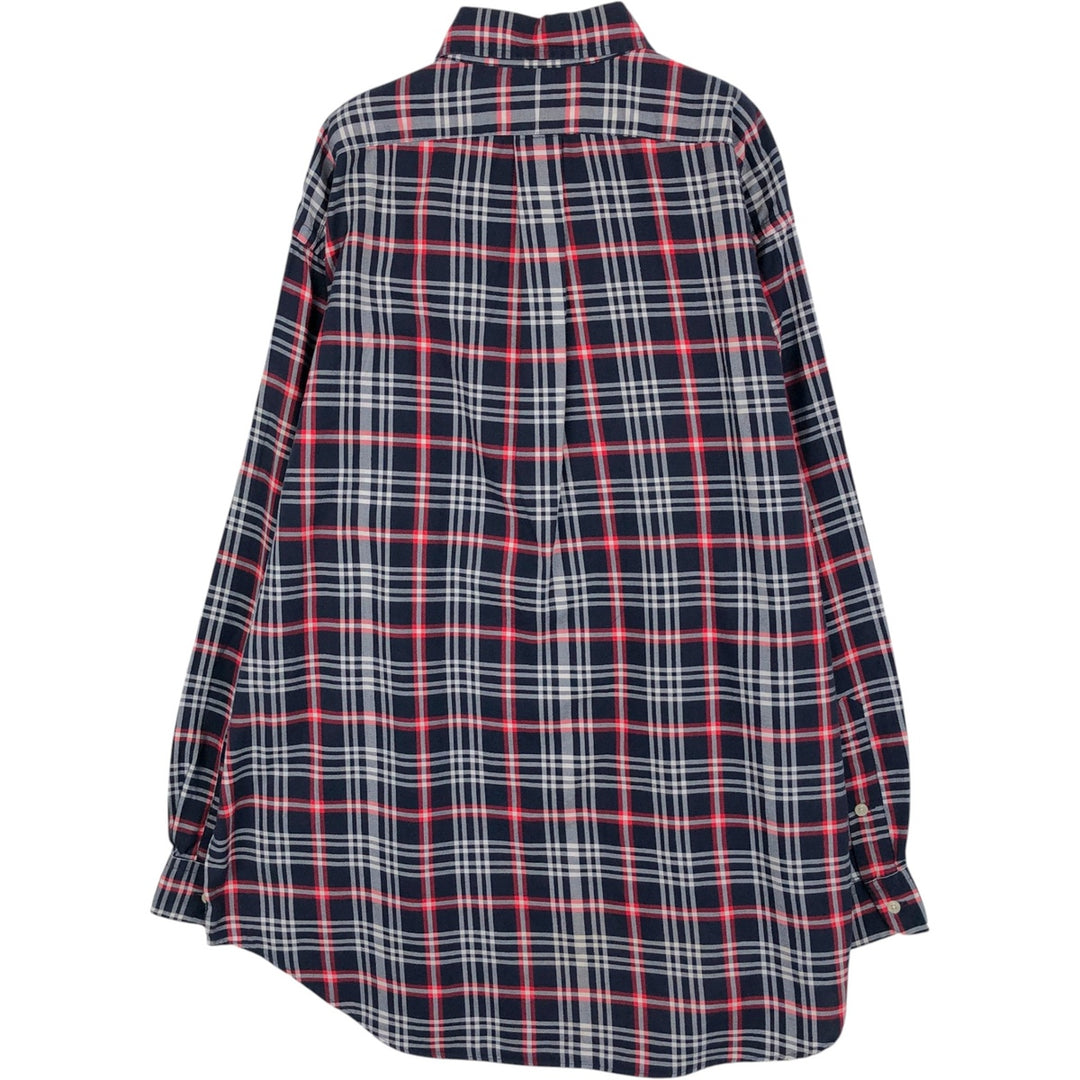 Ralph Lauren BLAKE long sleeve button down check shirt, men's size L cotton navy blue type Vintage Second Hand