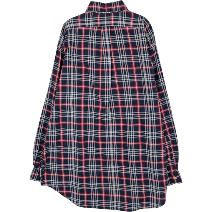 Ralph Lauren BLAKE long sleeve button down check shirt, men's size L cotton navy blue type Vintage Second Hand