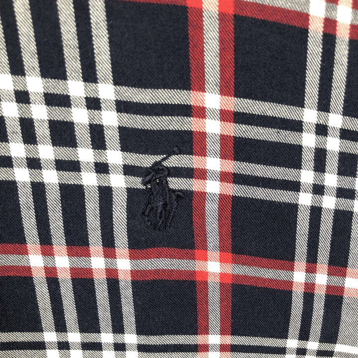 Ralph Lauren BLAKE long sleeve button down check shirt, men's size L cotton navy blue type Vintage Second Hand