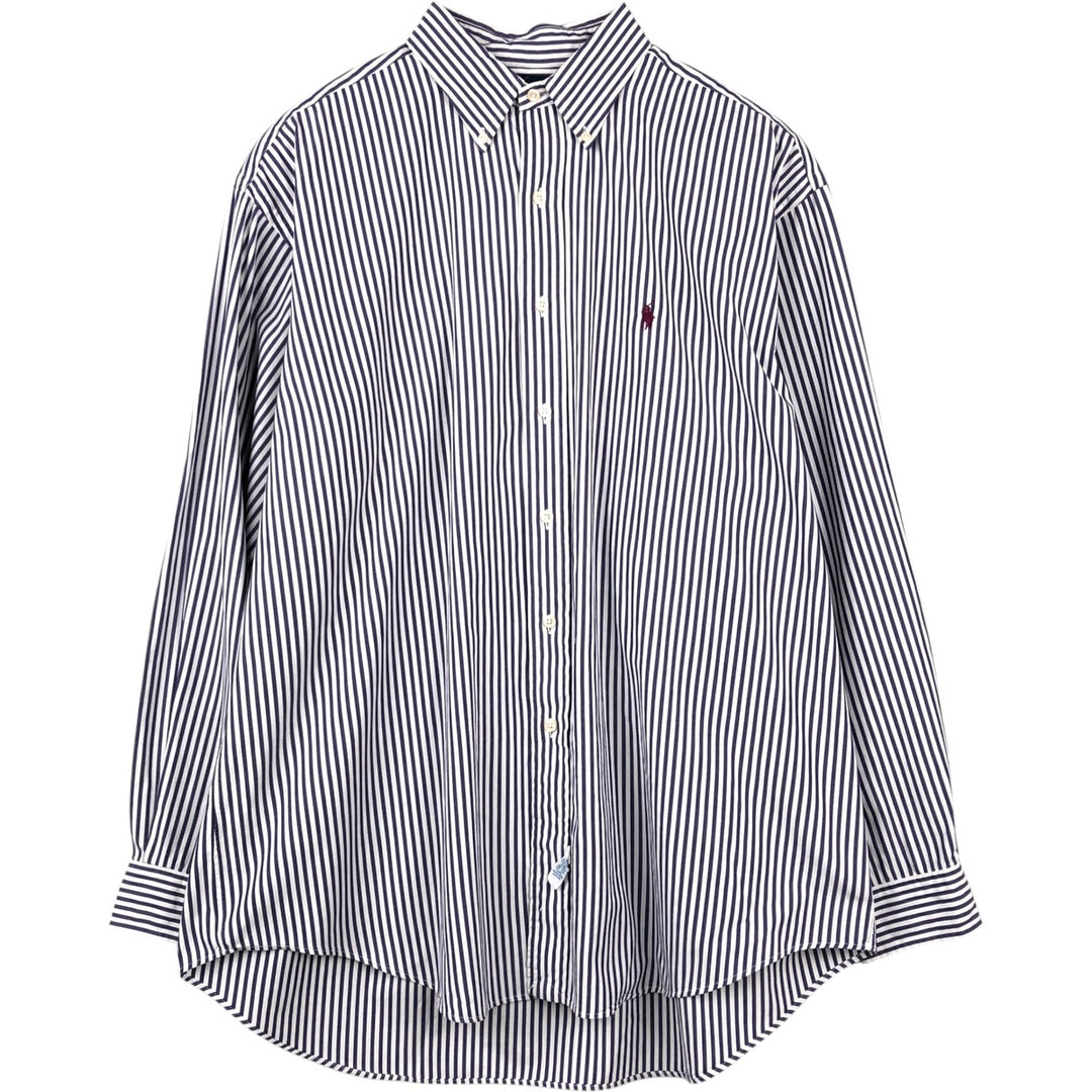 Ralph Lauren long sleeve button down striped shirt, men's XL size cotton purple type Vintage Second Hand