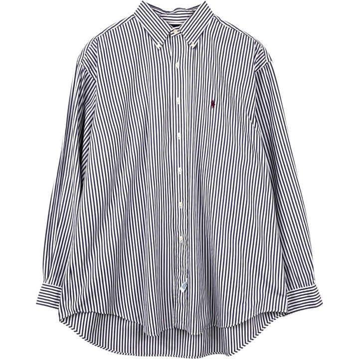 Ralph Lauren long sleeve button down striped shirt, men's XL size cotton purple type Vintage Second Hand