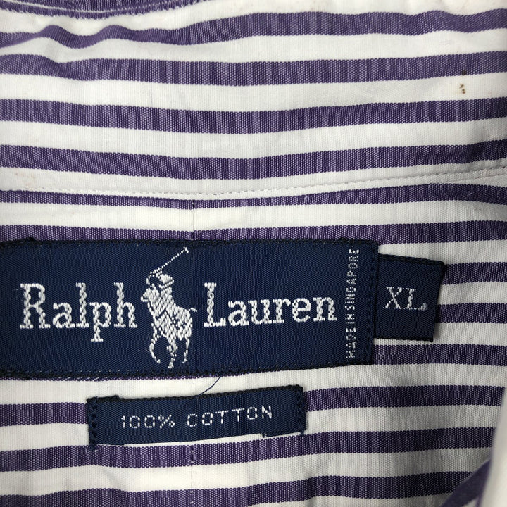Ralph Lauren long sleeve button down striped shirt, men's XL size cotton purple type Vintage Second Hand