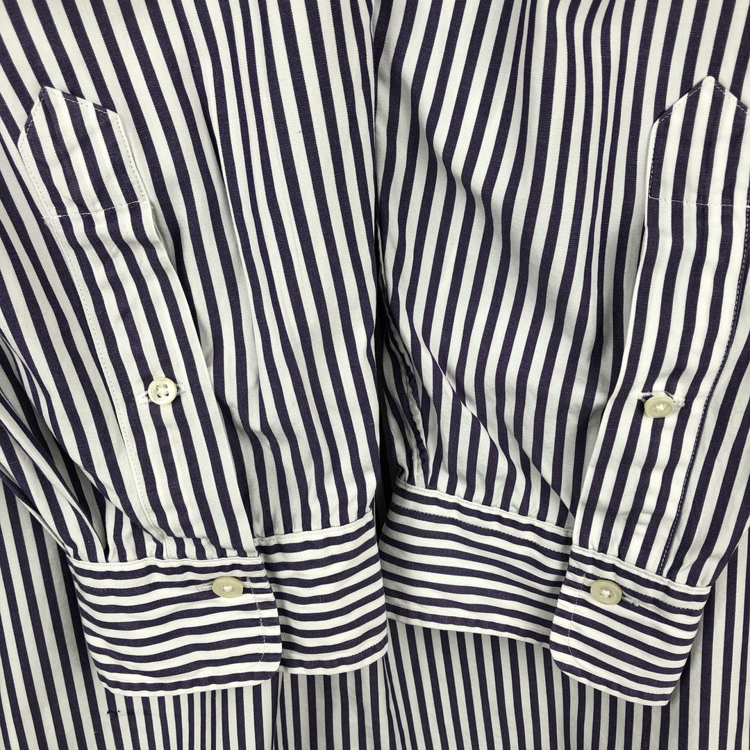 Ralph Lauren long sleeve button down striped shirt, men's XL size cotton purple type Vintage Second Hand