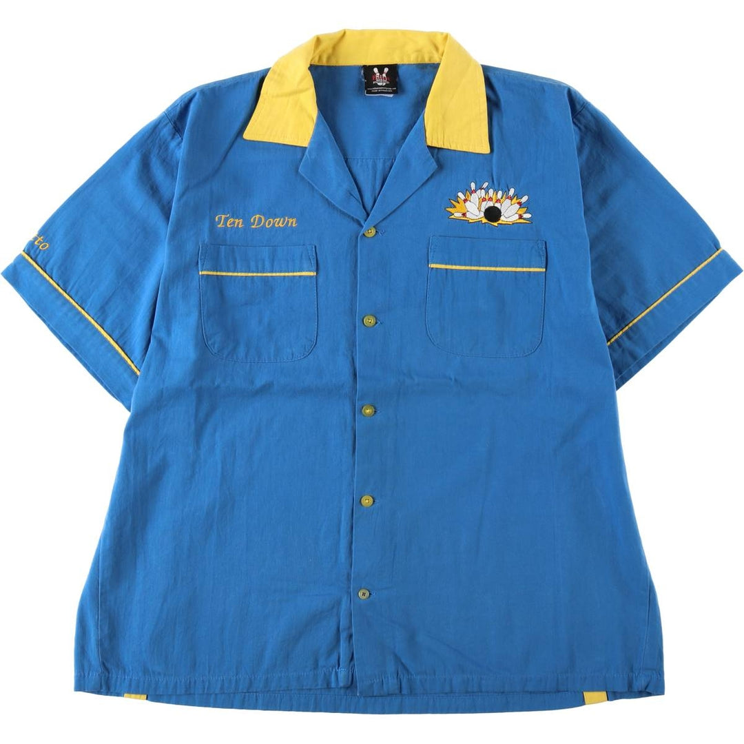 Hilton HILTON Open Collar Bowling Shirt Box Shirt Men's XL Size cotton blue type Vintage Second Hand