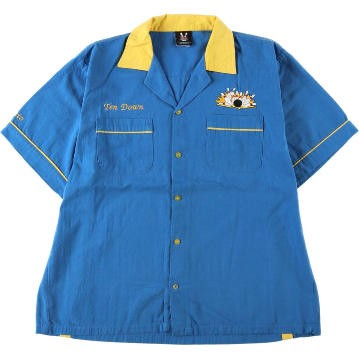 Hilton HILTON Open Collar Bowling Shirt Box Shirt Men's XL Size cotton blue type Vintage Second Hand