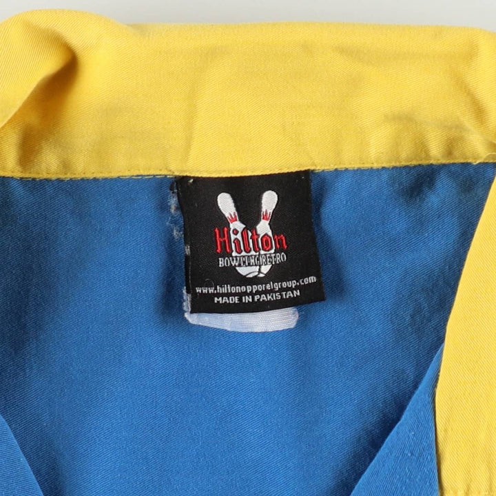 Hilton HILTON Open Collar Bowling Shirt Box Shirt Men's XL Size cotton blue type Vintage Second Hand