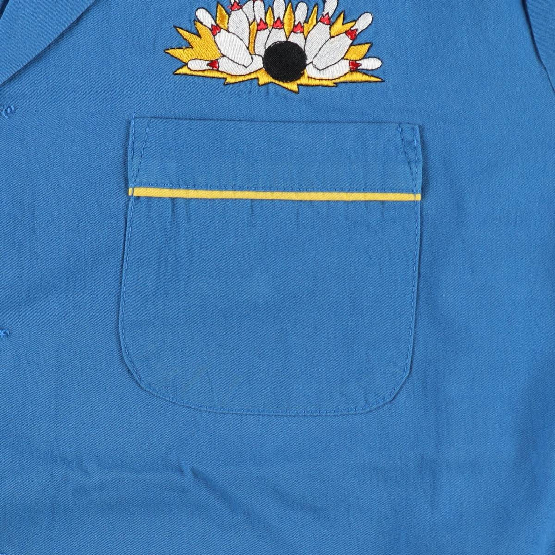 Hilton HILTON Open Collar Bowling Shirt Box Shirt Men's XL Size cotton blue type Vintage Second Hand