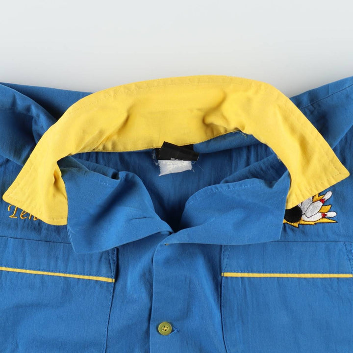 Hilton HILTON Open Collar Bowling Shirt Box Shirt Men's XL Size cotton blue type Vintage Second Hand