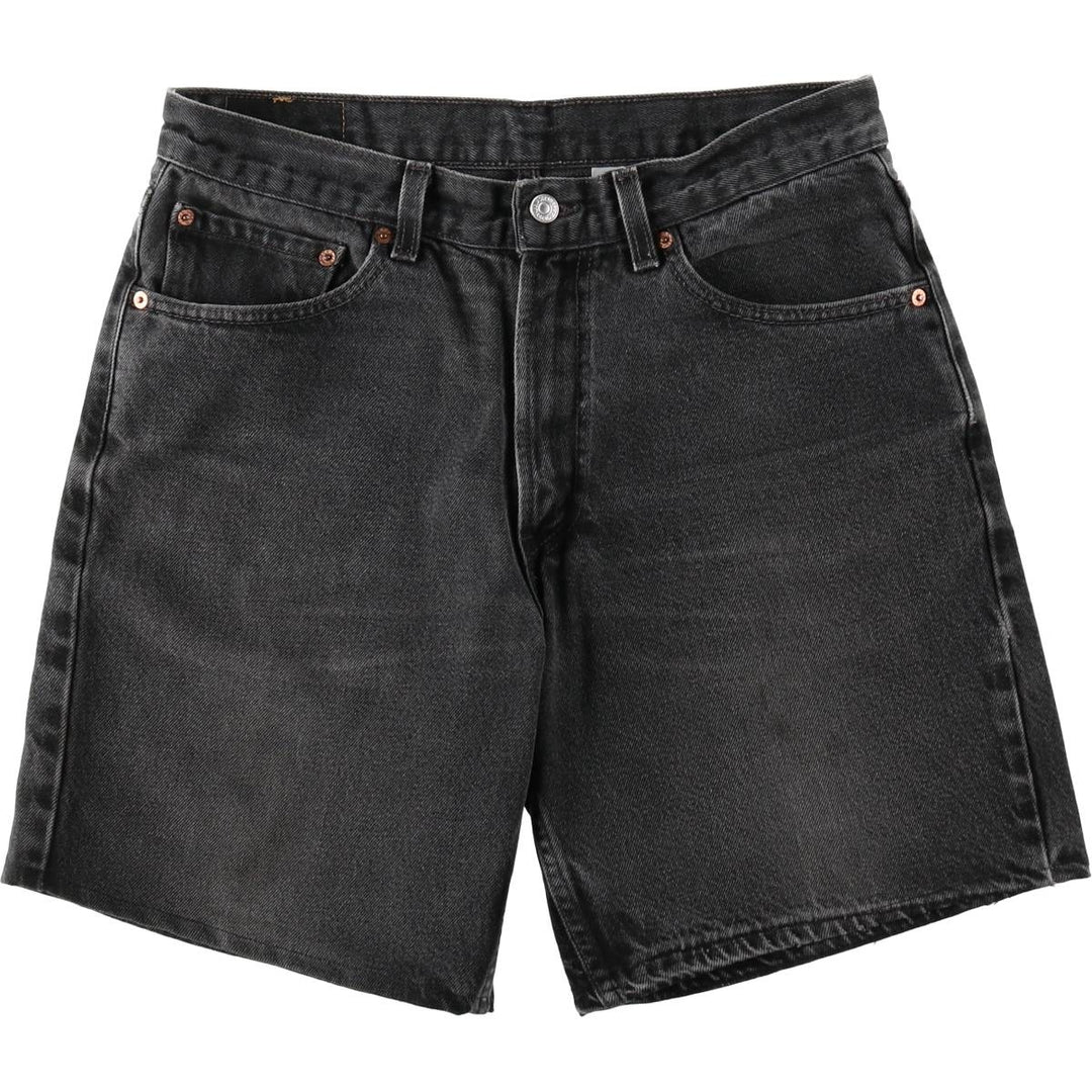 2000'S Levi's 550 Relaxed Fit Black Denim Shorts, Made in USA, Men's Size W34 (approx.) cotton black type Vintage Second Hand