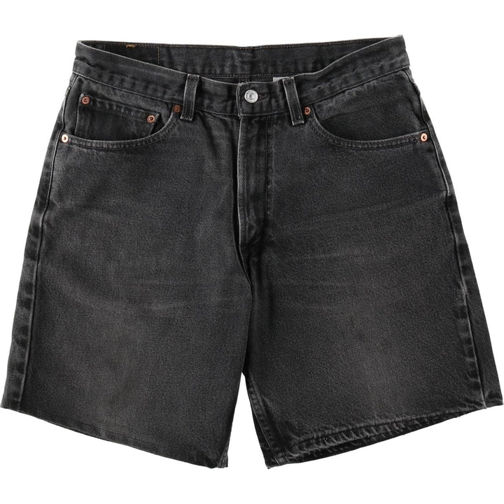 2000'S Levi's 550 Relaxed Fit Black Denim Shorts, Made in USA, Men's Size W34 (approx.) cotton black type Vintage Second Hand