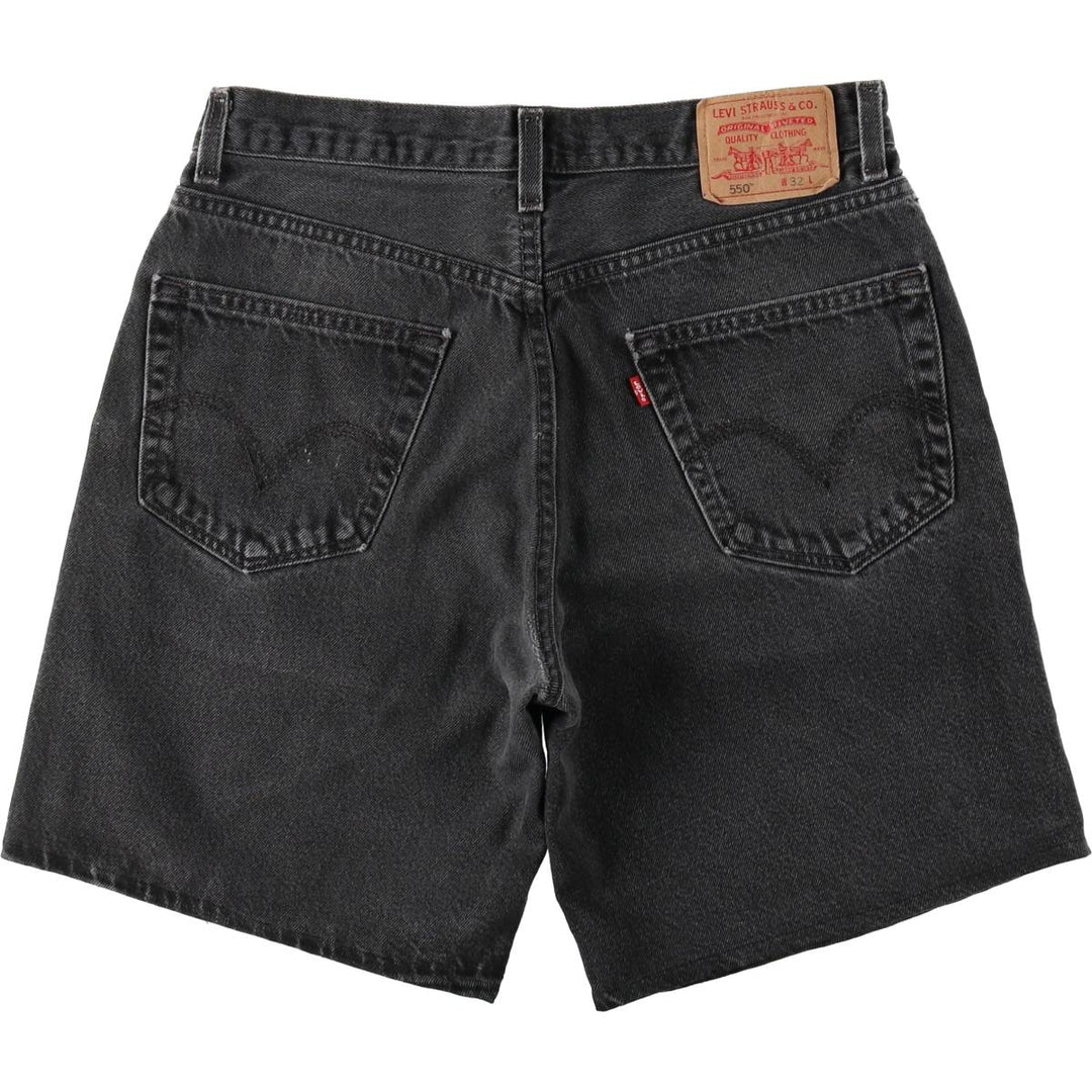 2000'S Levi's 550 Relaxed Fit Black Denim Shorts, Made in USA, Men's Size W34 (approx.) cotton black type Vintage Second Hand