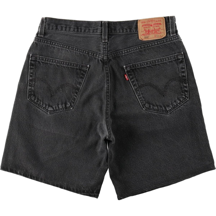 2000'S Levi's 550 Relaxed Fit Black Denim Shorts, Made in USA, Men's Size W34 (approx.) cotton black type Vintage Second Hand