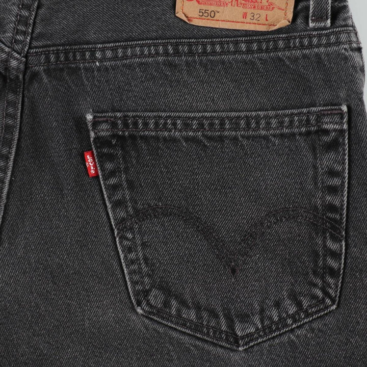 2000'S Levi's 550 Relaxed Fit Black Denim Shorts, Made in USA, Men's Size W34 (approx.) cotton black type Vintage Second Hand