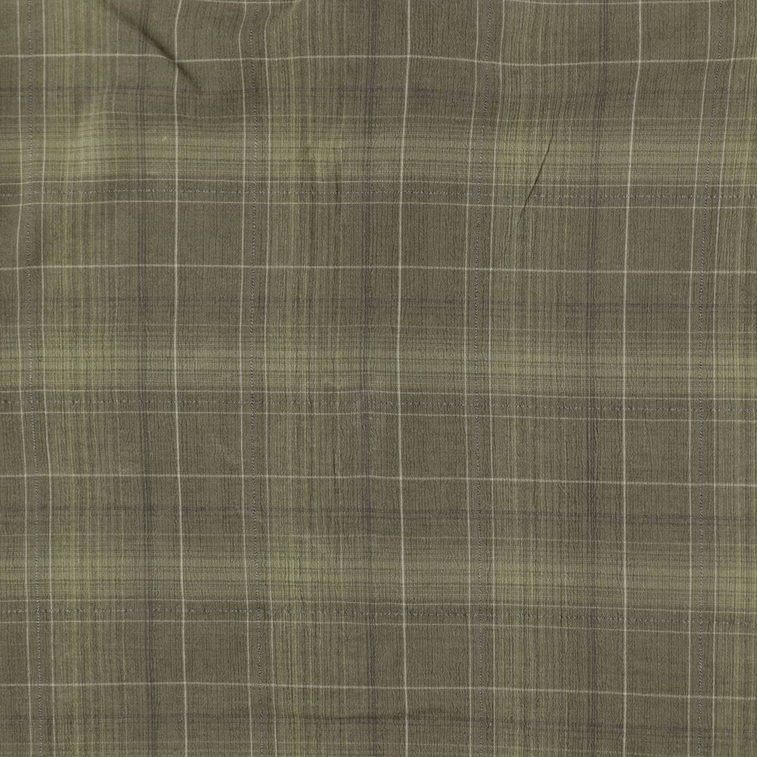 Perry Ellis short-sleeved cotton check shirt, boxy style, men's size L equivalent. cotton Khaki type Vintage Second Hand