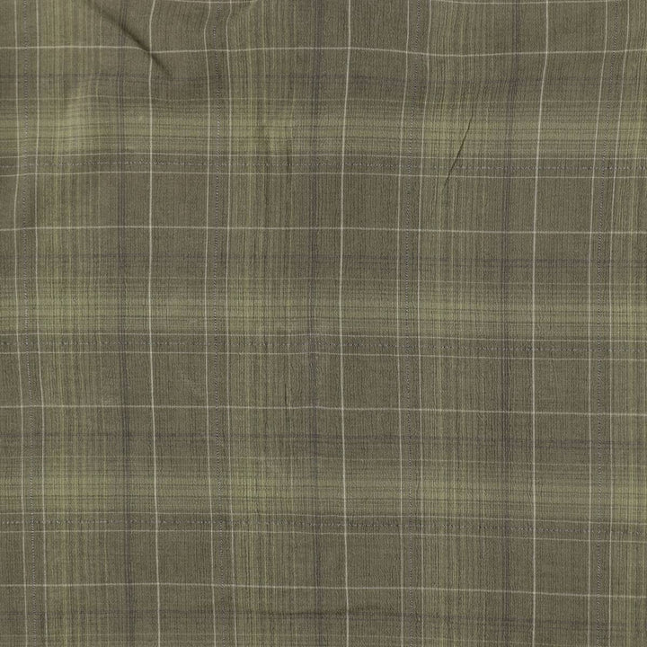 Perry Ellis short-sleeved cotton check shirt, boxy style, men's size L equivalent. cotton Khaki type Vintage Second Hand