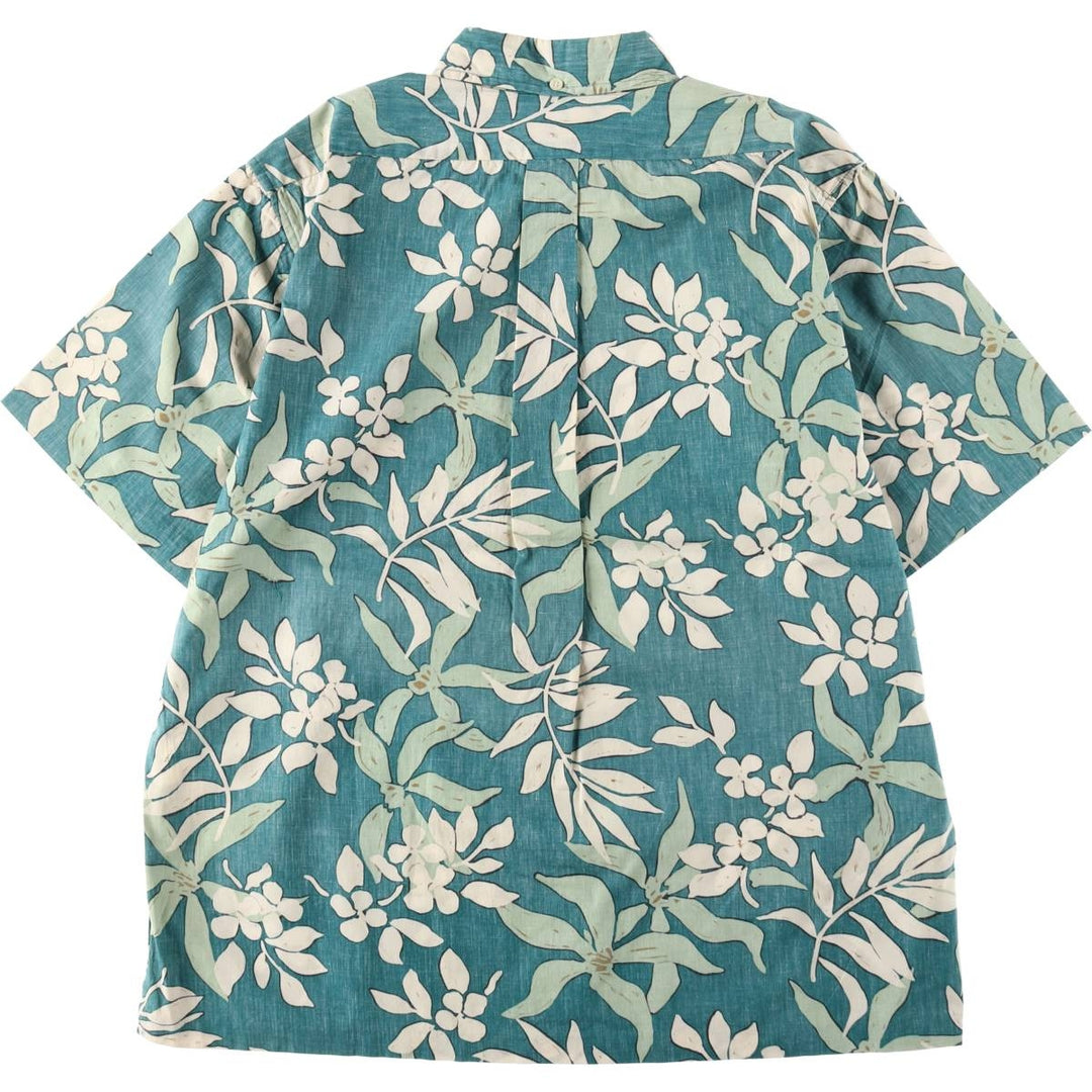 90'S Reyn Spooner Swimwear Tag Bikini Tag All-over Botanical Pattern Pullover Button-down Aloha Shirt Men's Size L (approx.) cotton green type Vintage Second Hand