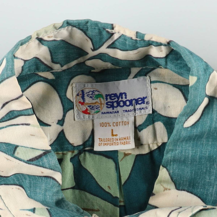 90'S Reyn Spooner Swimwear Tag Bikini Tag All-over Botanical Pattern Pullover Button-down Aloha Shirt Men's Size L (approx.) cotton green type Vintage Second Hand