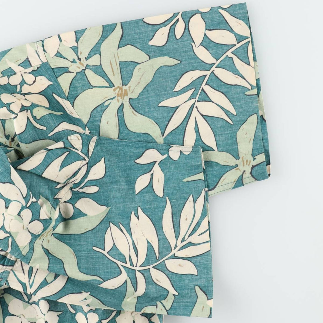 90'S Reyn Spooner Swimwear Tag Bikini Tag All-over Botanical Pattern Pullover Button-down Aloha Shirt Men's Size L (approx.) cotton green type Vintage Second Hand