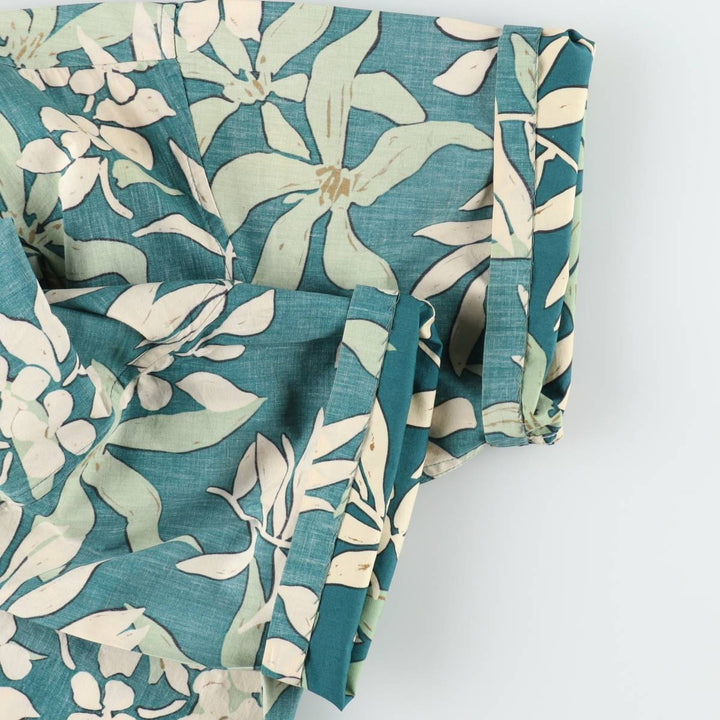 90'S Reyn Spooner Swimwear Tag Bikini Tag All-over Botanical Pattern Pullover Button-down Aloha Shirt Men's Size L (approx.) cotton green type Vintage Second Hand