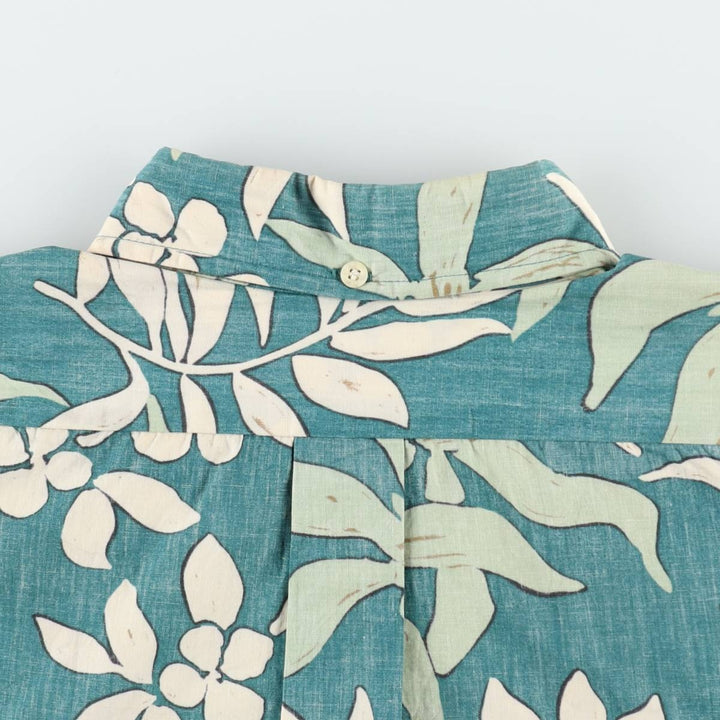 90'S Reyn Spooner Swimwear Tag Bikini Tag All-over Botanical Pattern Pullover Button-down Aloha Shirt Men's Size L (approx.) cotton green type Vintage Second Hand