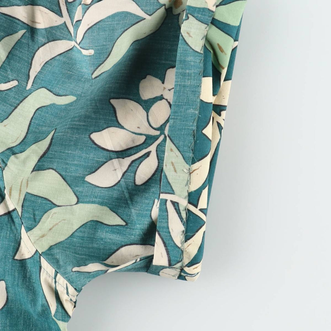 90'S Reyn Spooner Swimwear Tag Bikini Tag All-over Botanical Pattern Pullover Button-down Aloha Shirt Men's Size L (approx.) cotton green type Vintage Second Hand