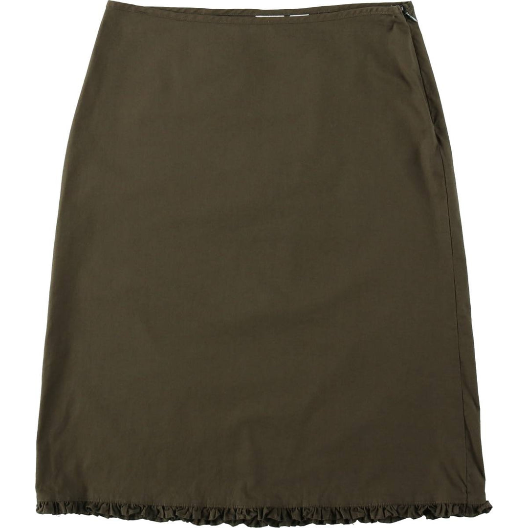 DKNY (Donna Karan New York) Frill Cotton Half-Length A-Line Skirt, Women's Size M (approx.) cotton Khaki type Vintage Second Hand