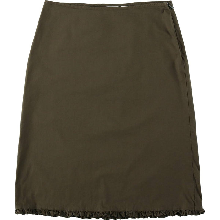 DKNY (Donna Karan New York) Frill Cotton Half-Length A-Line Skirt, Women's Size M (approx.) cotton Khaki type Vintage Second Hand