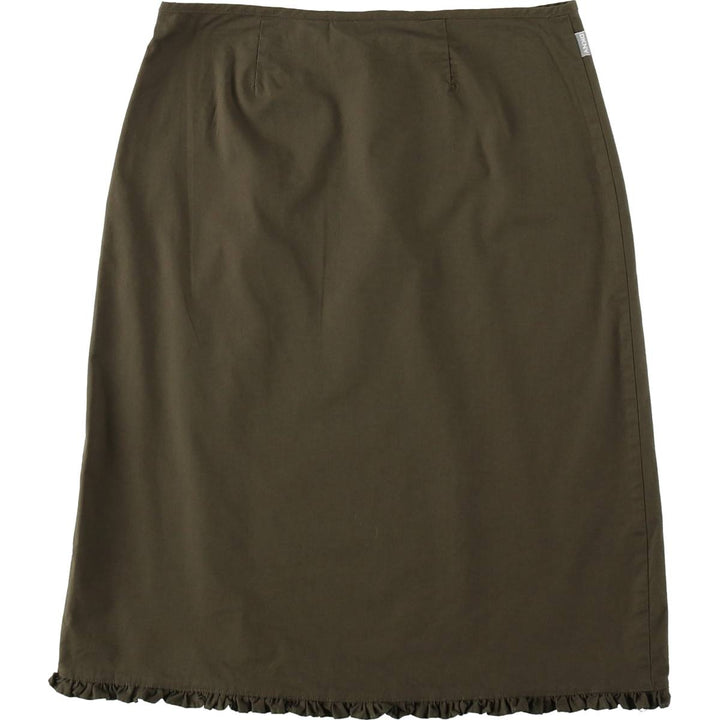 DKNY (Donna Karan New York) Frill Cotton Half-Length A-Line Skirt, Women's Size M (approx.) cotton Khaki type Vintage Second Hand