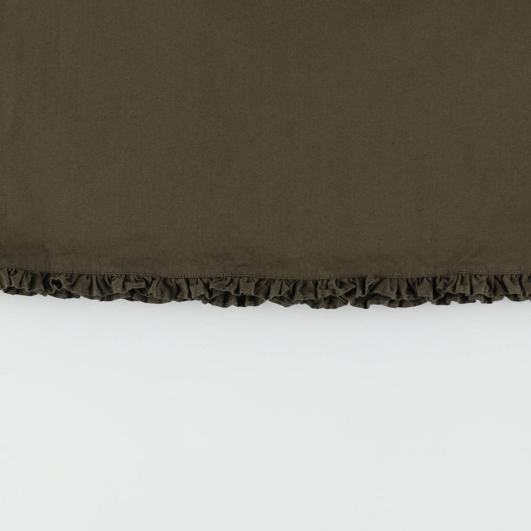 DKNY (Donna Karan New York) Frill Cotton Half-Length A-Line Skirt, Women's Size M (approx.) cotton Khaki type Vintage Second Hand