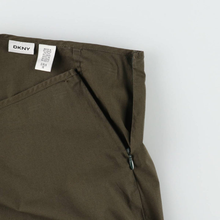 DKNY (Donna Karan New York) Frill Cotton Half-Length A-Line Skirt, Women's Size M (approx.) cotton Khaki type Vintage Second Hand
