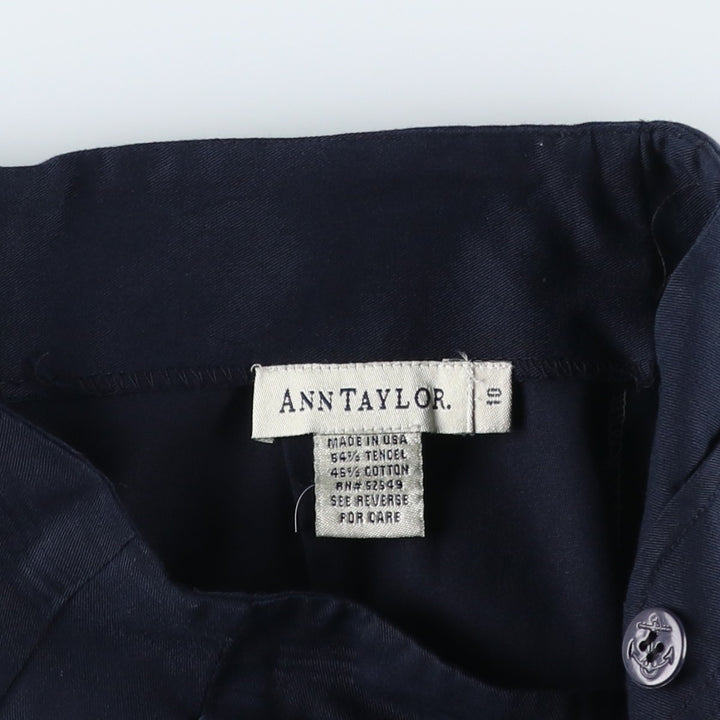 ANN TAYLOR A-line Mini Skirt, Made in USA, Women's Size S (approx.) Tencel navy blue type Vintage Second Hand