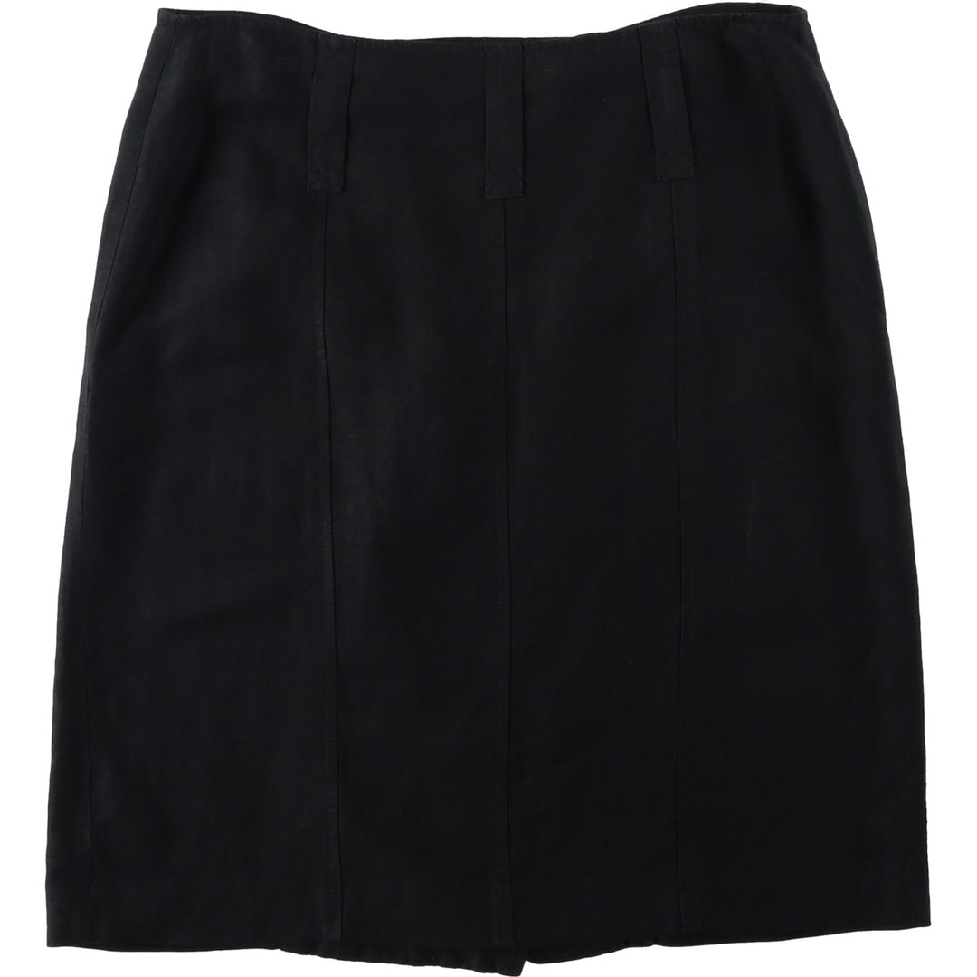 LARRY LEVINE Linen x Rayon Half-Length Wrap Skirt, Women's Size L (approx.) linen black type Vintage Second Hand