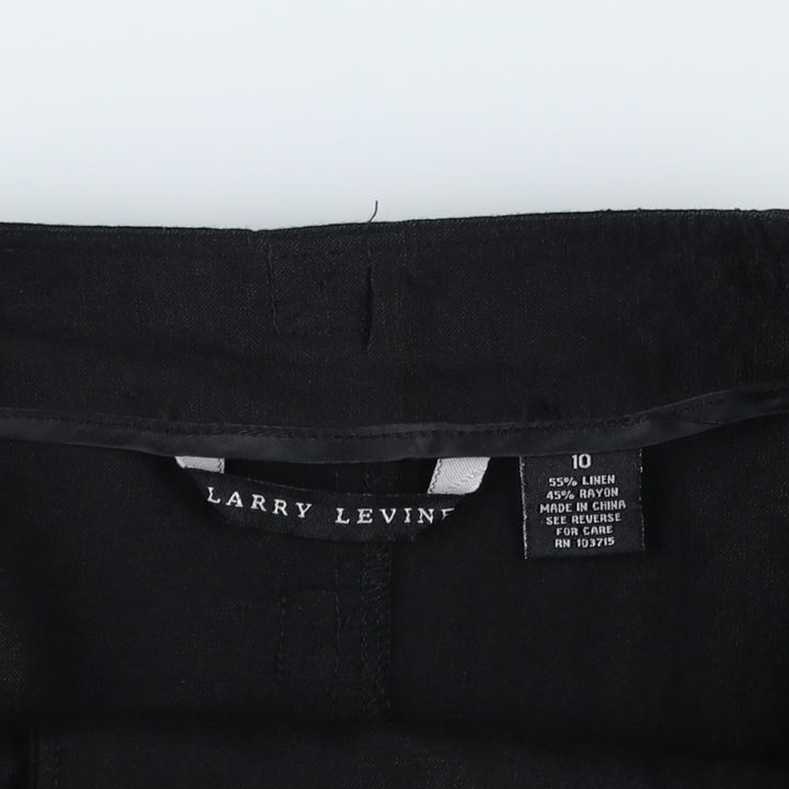 LARRY LEVINE Linen x Rayon Half-Length Wrap Skirt, Women's Size L (approx.) linen black type Vintage Second Hand
