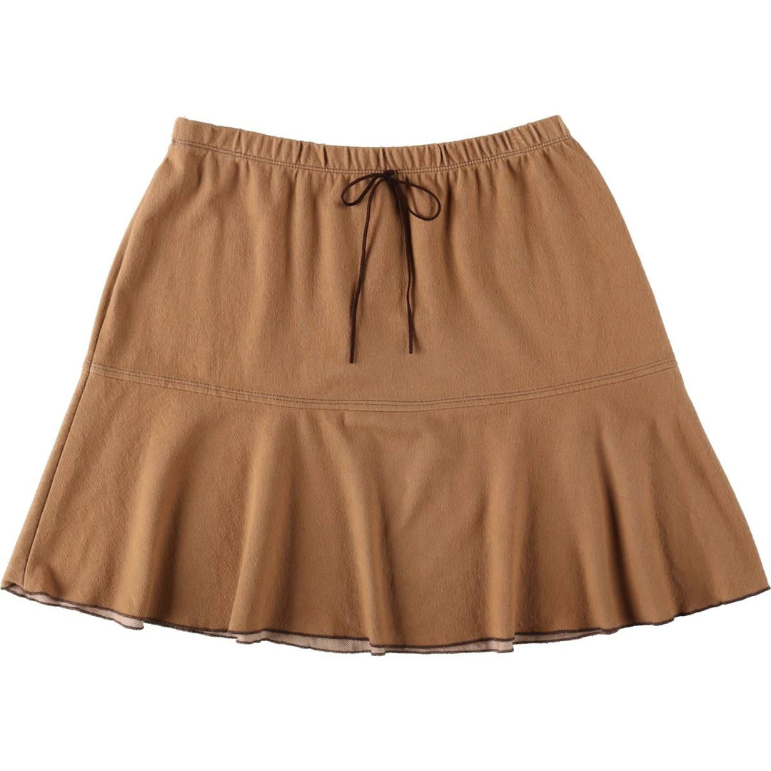 Zenobia Cotton Flare Mini Skirt (Women's Size L equivalent) unclear beige type brown Vintage Second Hand