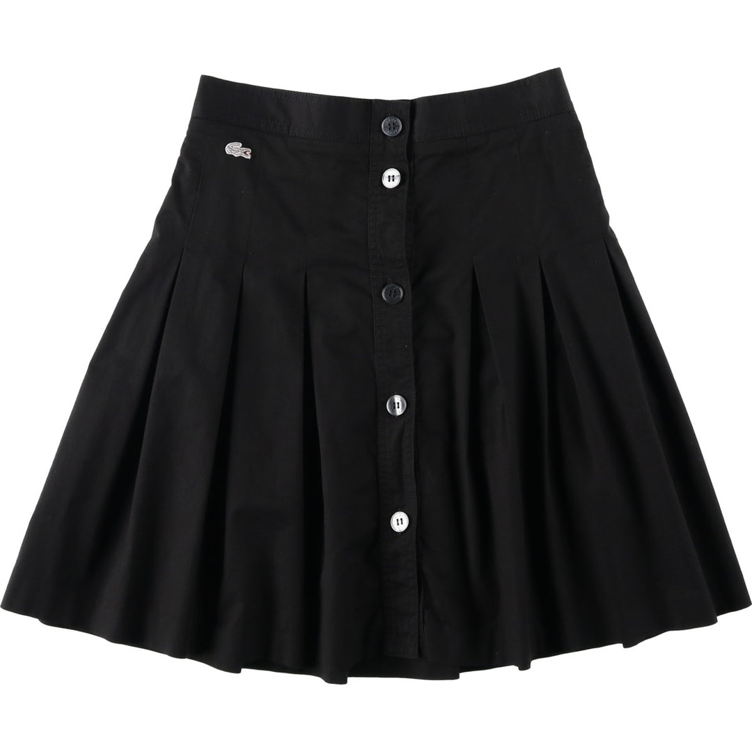 Lacoste LACOSTE French design, front opening, cotton pleated mini skirt, made in France, women's size S equivalent. cotton black type Vintage Second Hand