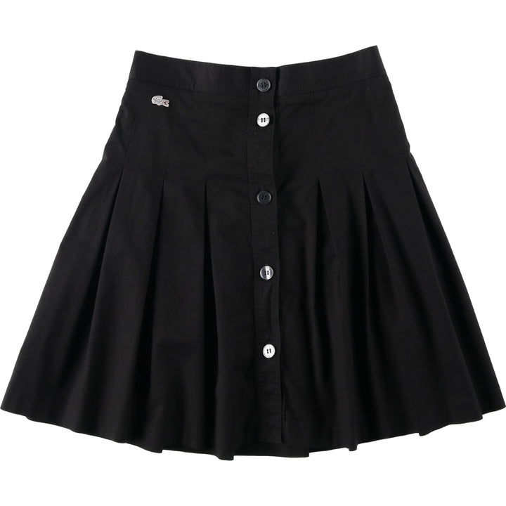 Lacoste LACOSTE French design, front opening, cotton pleated mini skirt, made in France, women's size S equivalent. cotton black type Vintage Second Hand