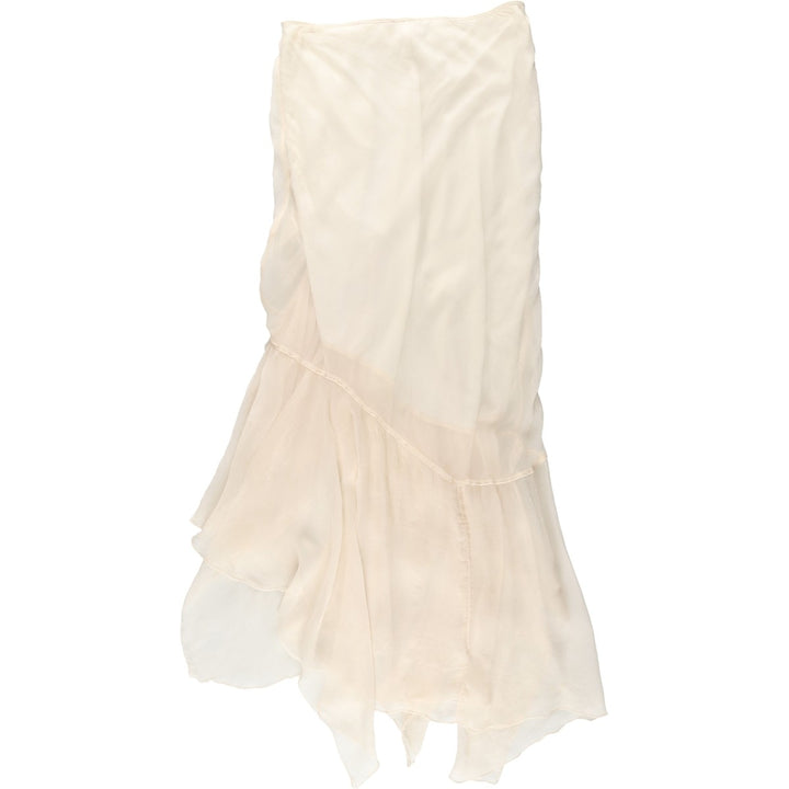 bebe Frill Chiffon Flare Skirt, Made in USA, Women's Size XS (approx.) silk ivory Vintage Second Hand