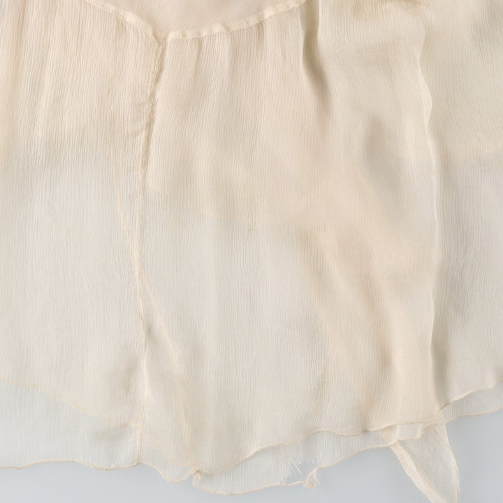 bebe Frill Chiffon Flare Skirt, Made in USA, Women's Size XS (approx.) silk ivory Vintage Second Hand